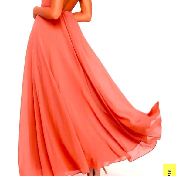Lulu’s Coral Maxi Gown Size XS - Picture 10 of 13